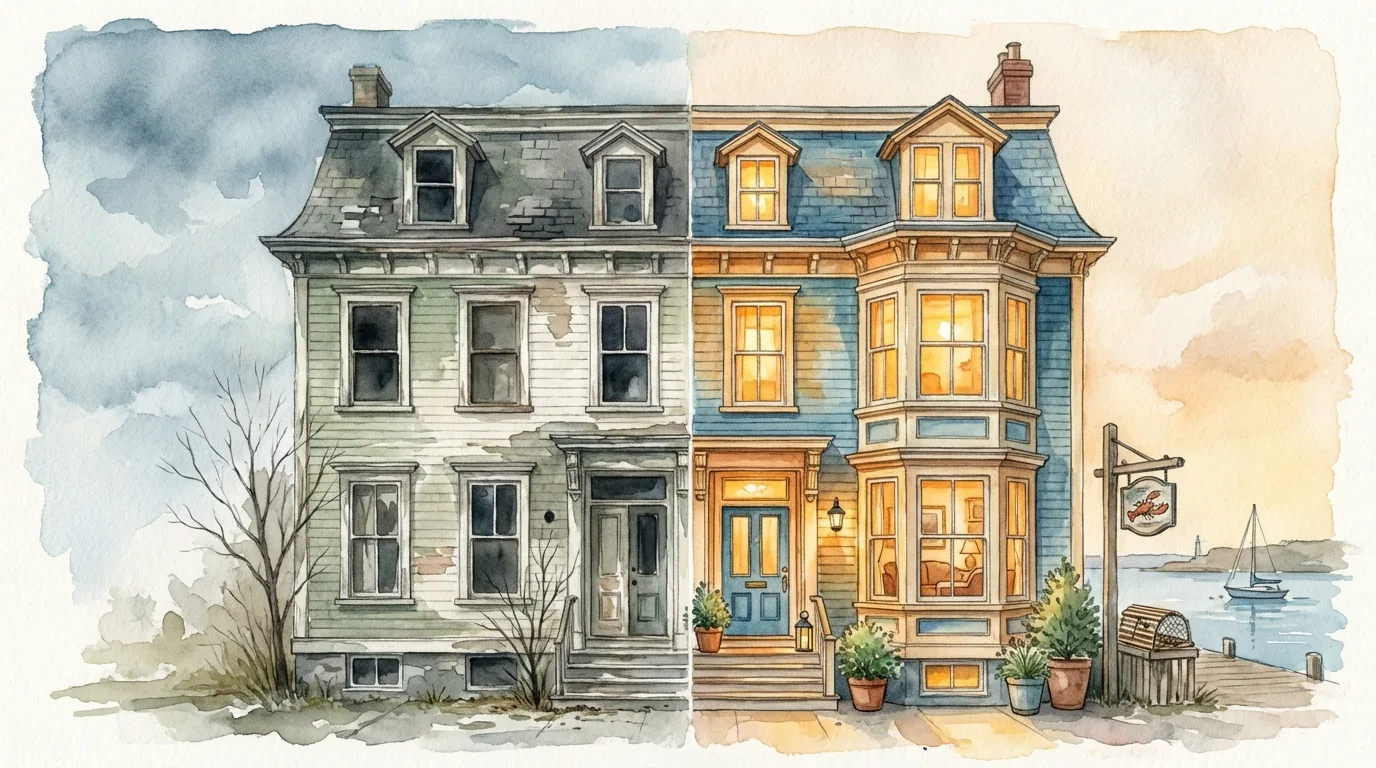 Historic Halifax brownstone transforming from empty to glowing vacation rental
