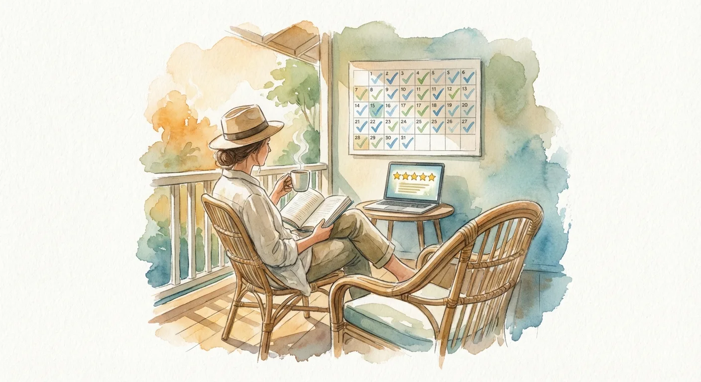 Property owner relaxing while vacation property is fully booked