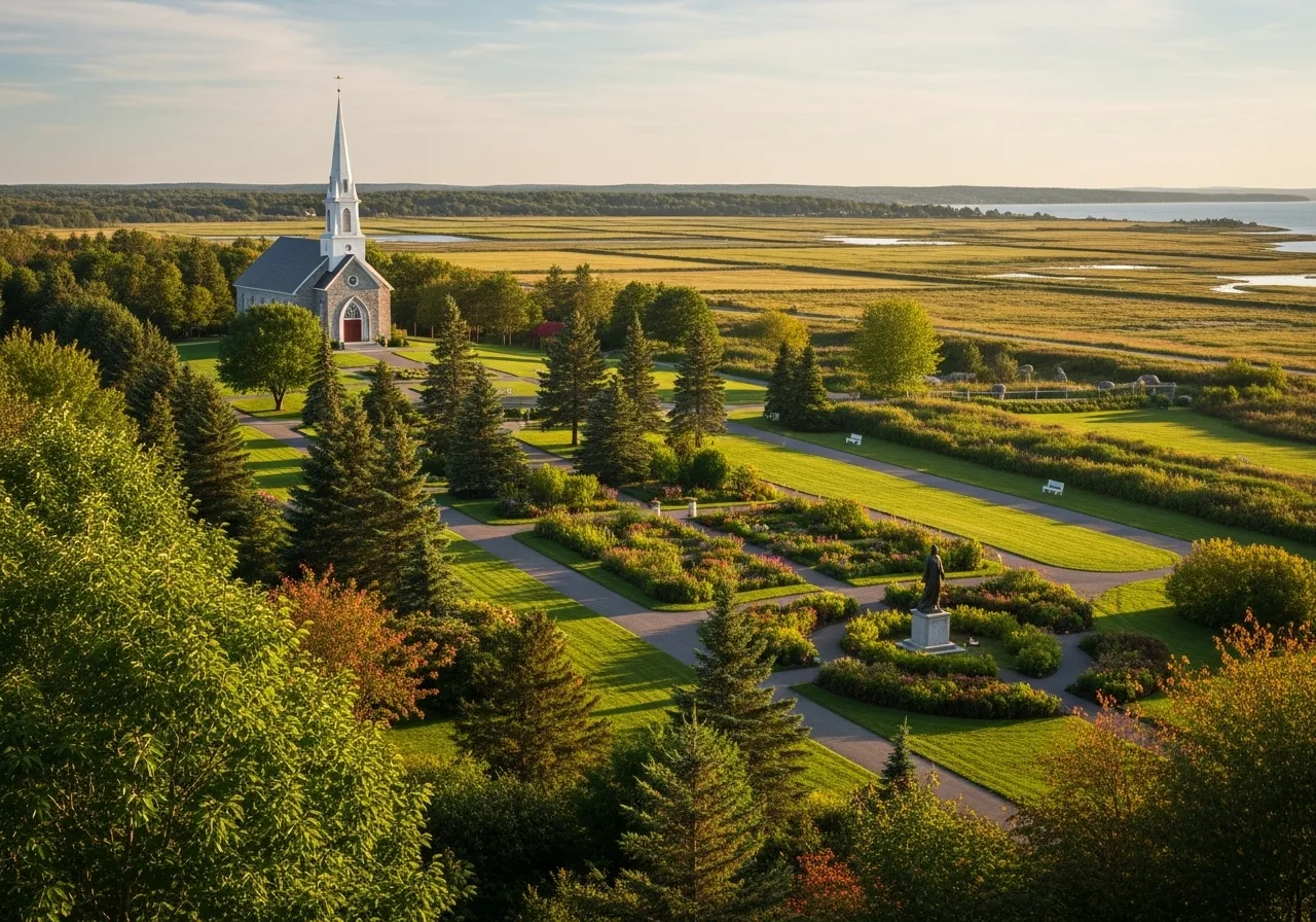 Watercolor illustration of Grand-Pre, Nova Scotia