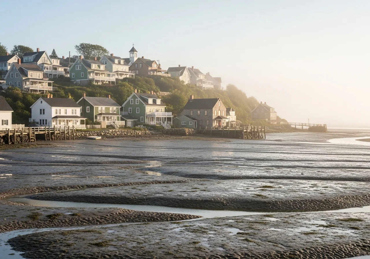 Watercolor illustration of Hantsport, Nova Scotia