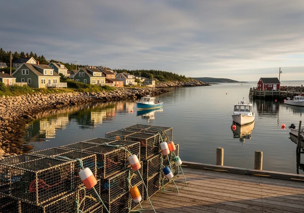Watercolor illustration of Herring Cove, Nova Scotia